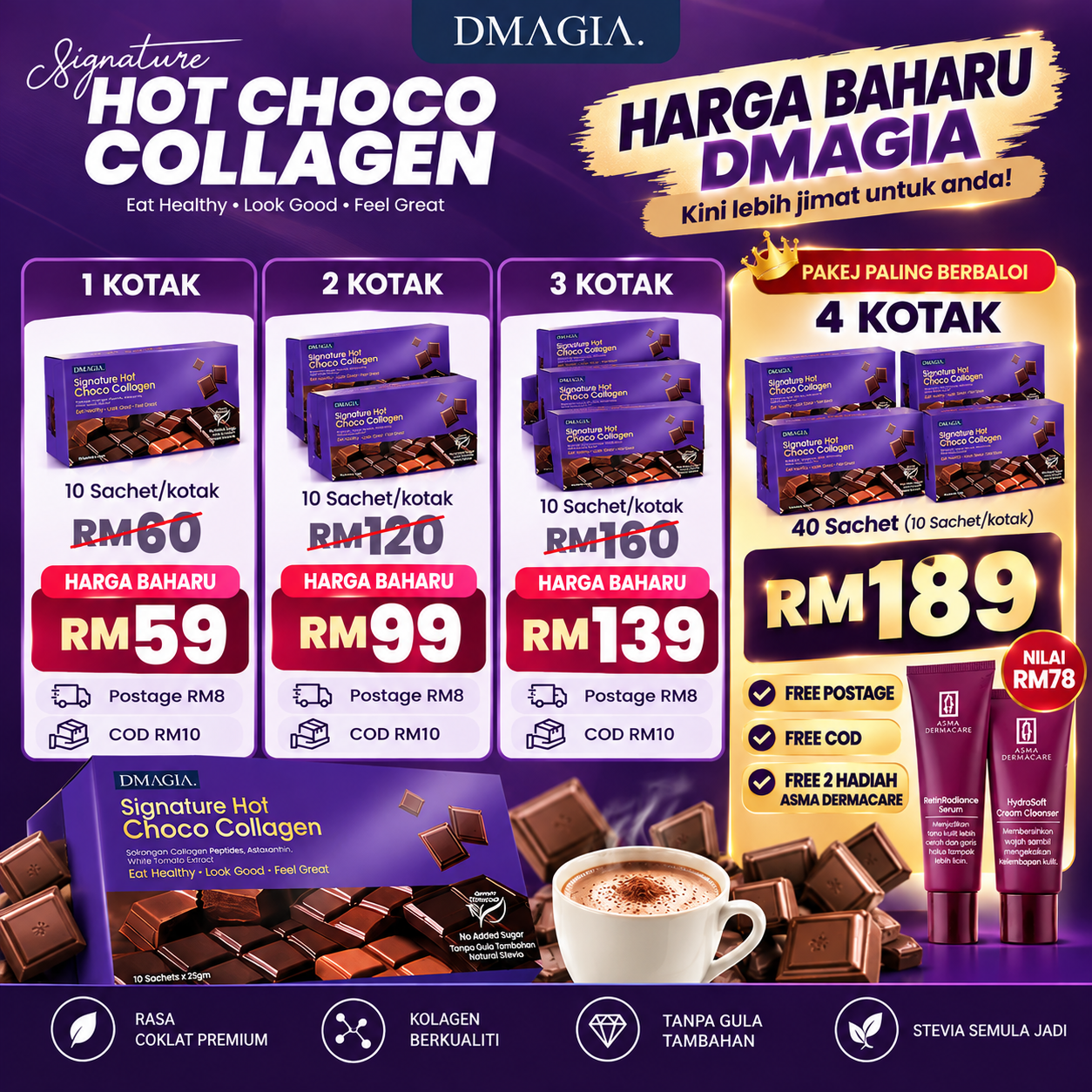 Poster harga baru DMAGIA Signature Hot Choco Collagen